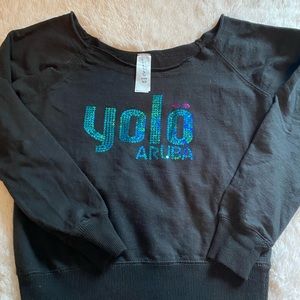 Off the shoulder black sweatshirt